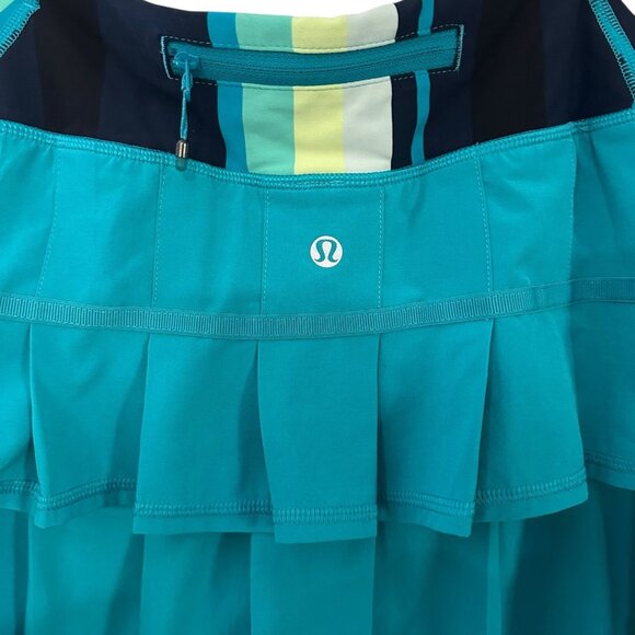 Lululemon Run Pace Setter Skort Blue Surge Striped Elastic Waistband Size 4 - Picture 7 of 9